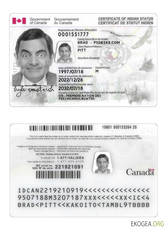 Carte d'identité canadienne de statut d'Indien
